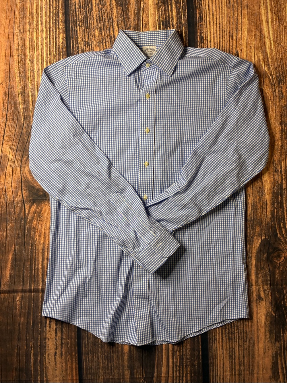 Men's Blue Brooks brothers Check Long-Sleeve Dress Shirt